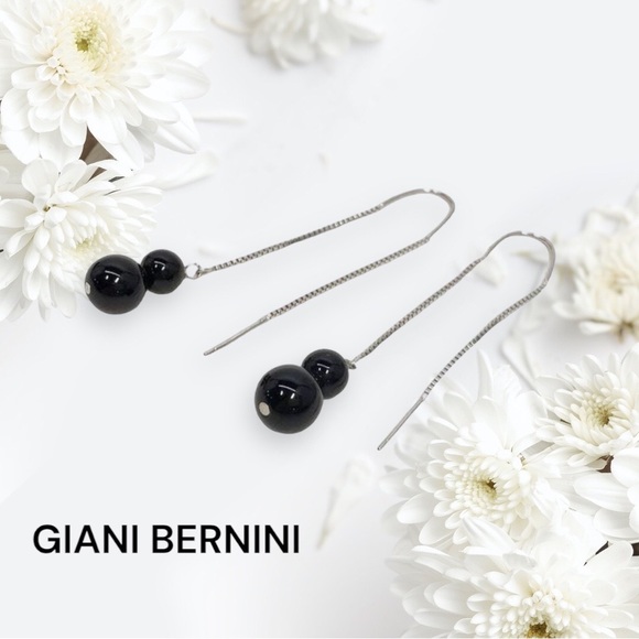 🆕 Giani Bernini Sterling Silver & Onyx “Metal Tower” Thread Earrings - Picture 2 of 7